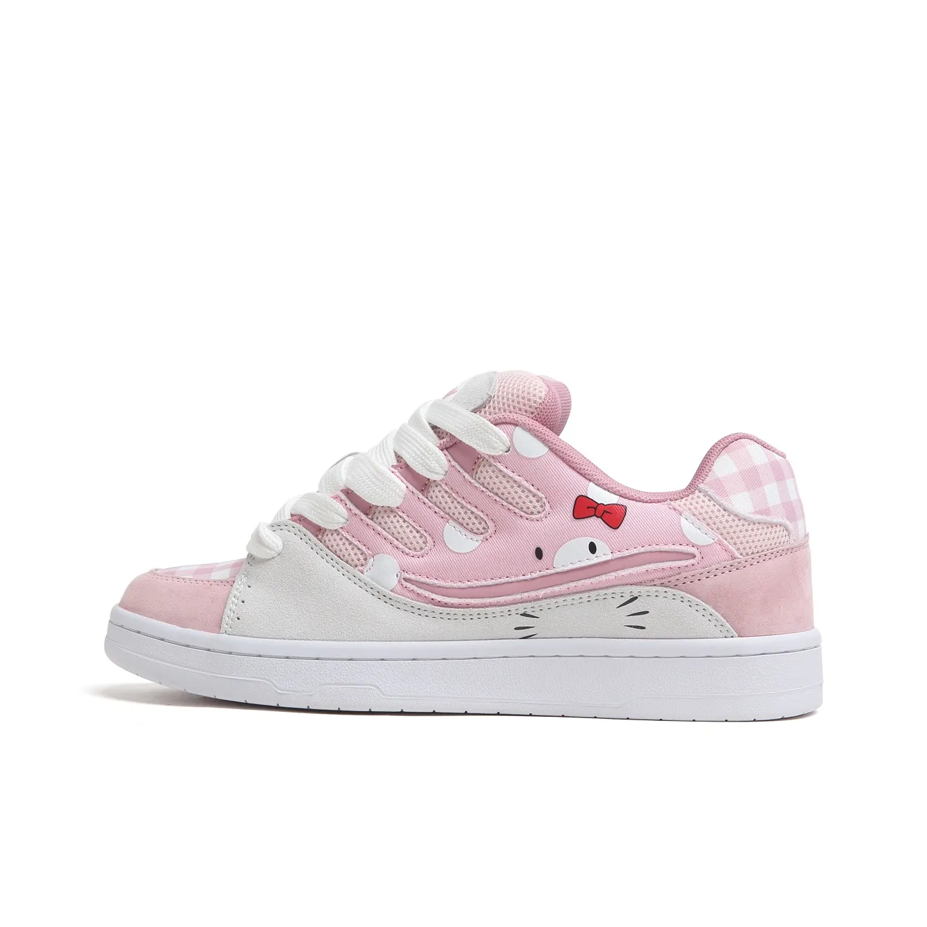 SINPERCO Anti Slip And Wear Resistant Lightweight Low Top Skateboard Shoes Women's White Pink