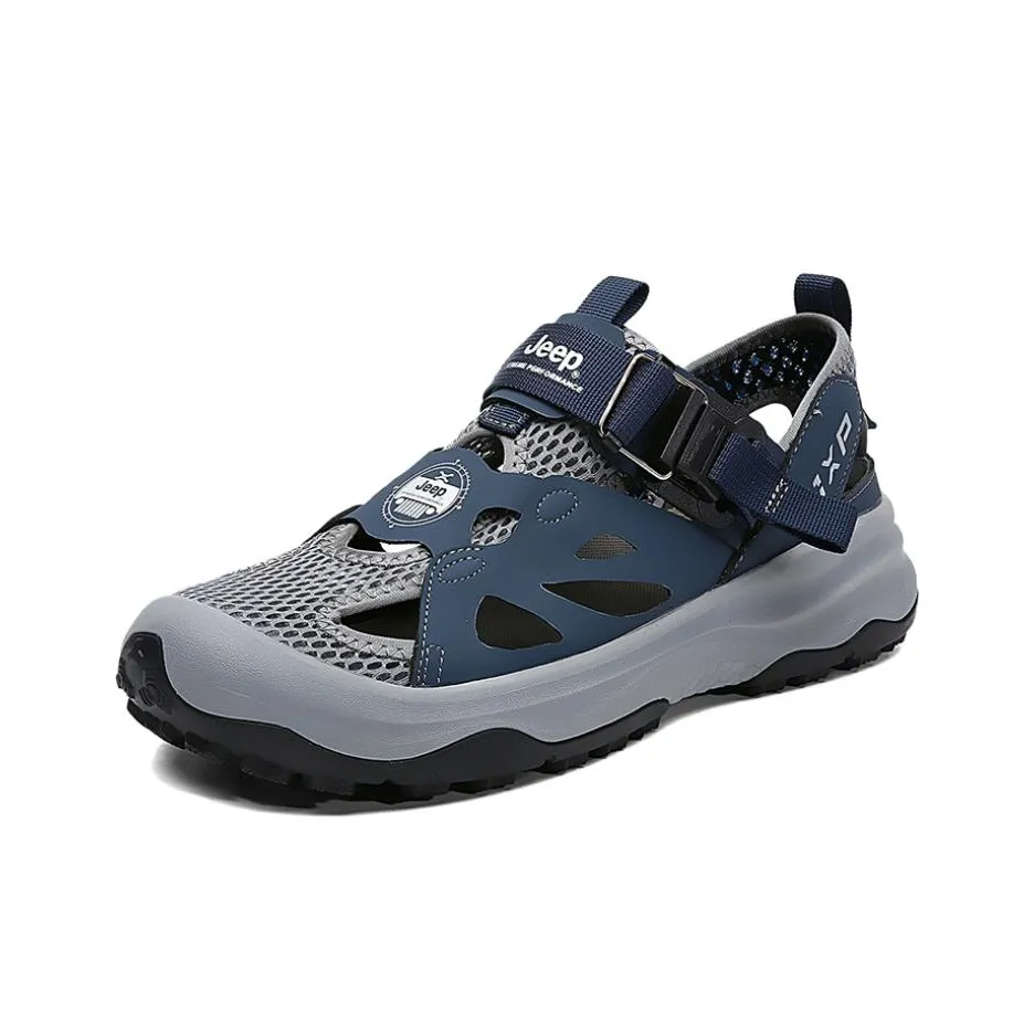 JEEP Дышащие и Износостойкие Пляжные Сандалии Мужские Синие Серые