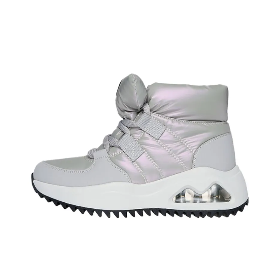 Skechers Uno Peaks Термический Устойчивый к Износу Короткие Снежные Ботинки Женские Серебристый Серый