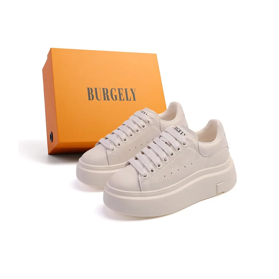 BURGELY Низкий топ Скейтборд Кроссовки Женские Многоцветные Серебряные Коробка Включена