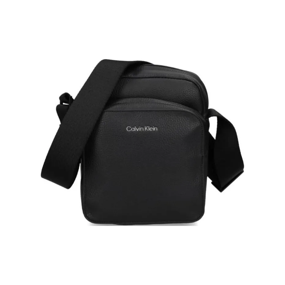 CALVIN KLEIN Polyester Messenger Bag, Shoulder Bag, Crossbody Bag Men's Black