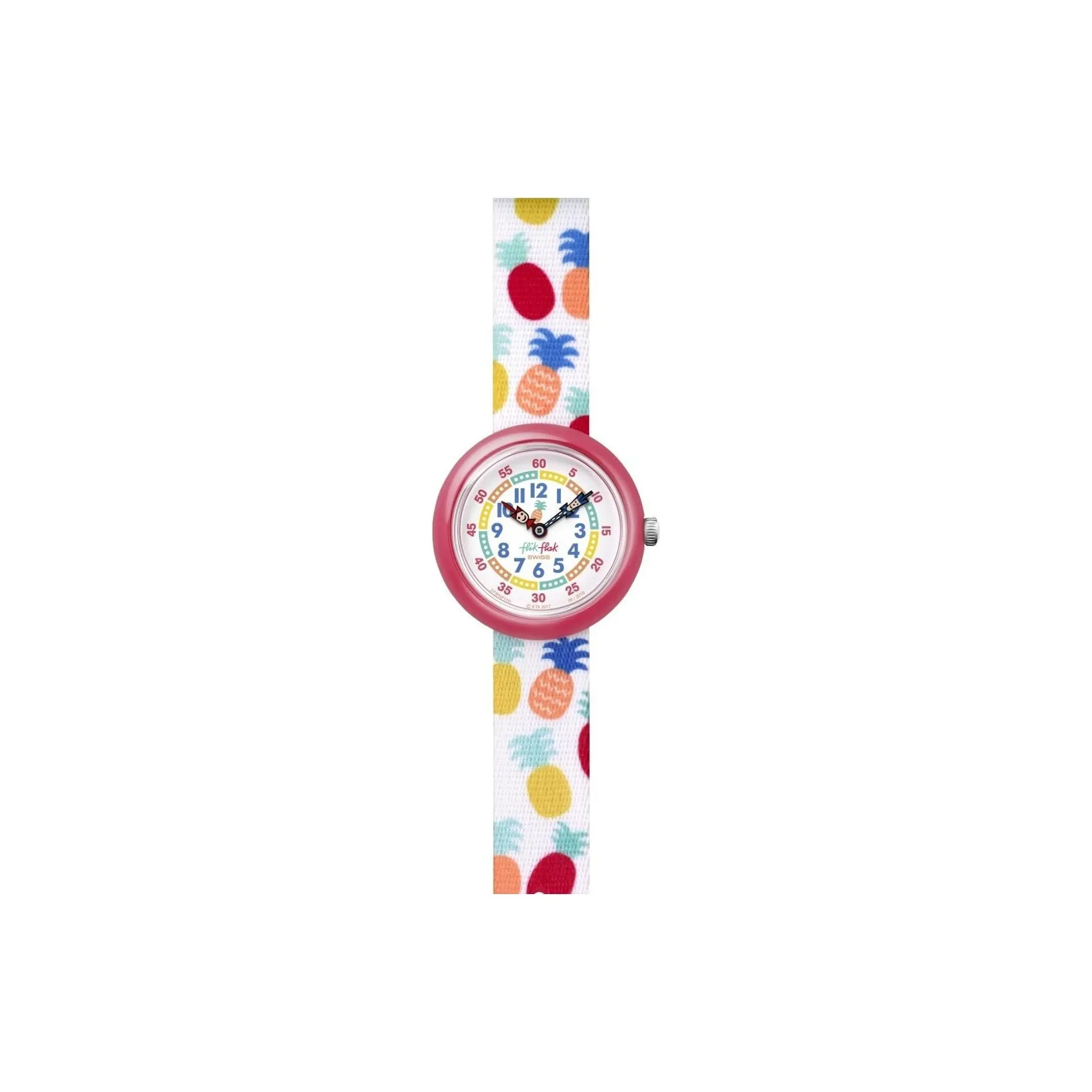 SWATCH Flik Flak Feifei Series Кварцевый механизм Детские часы 32 мм Белый циферблат Пластиковый корпус Часы Нейлоновый ремешок