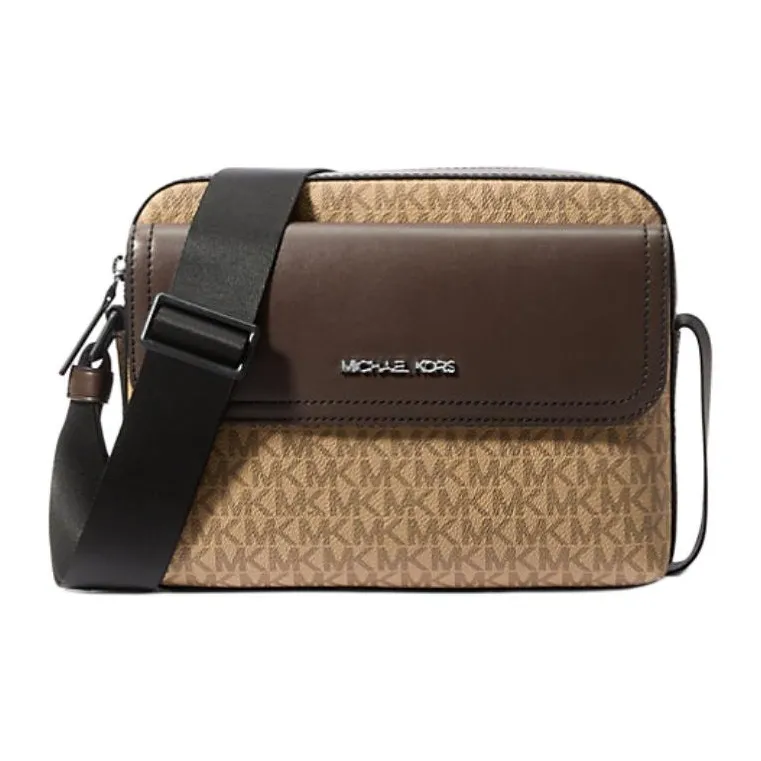 MICHAEL KORS MK Cooper Coated Canvas Camera Bag Shoulder Bag Crossbody Bag Medium Size Men's Camel