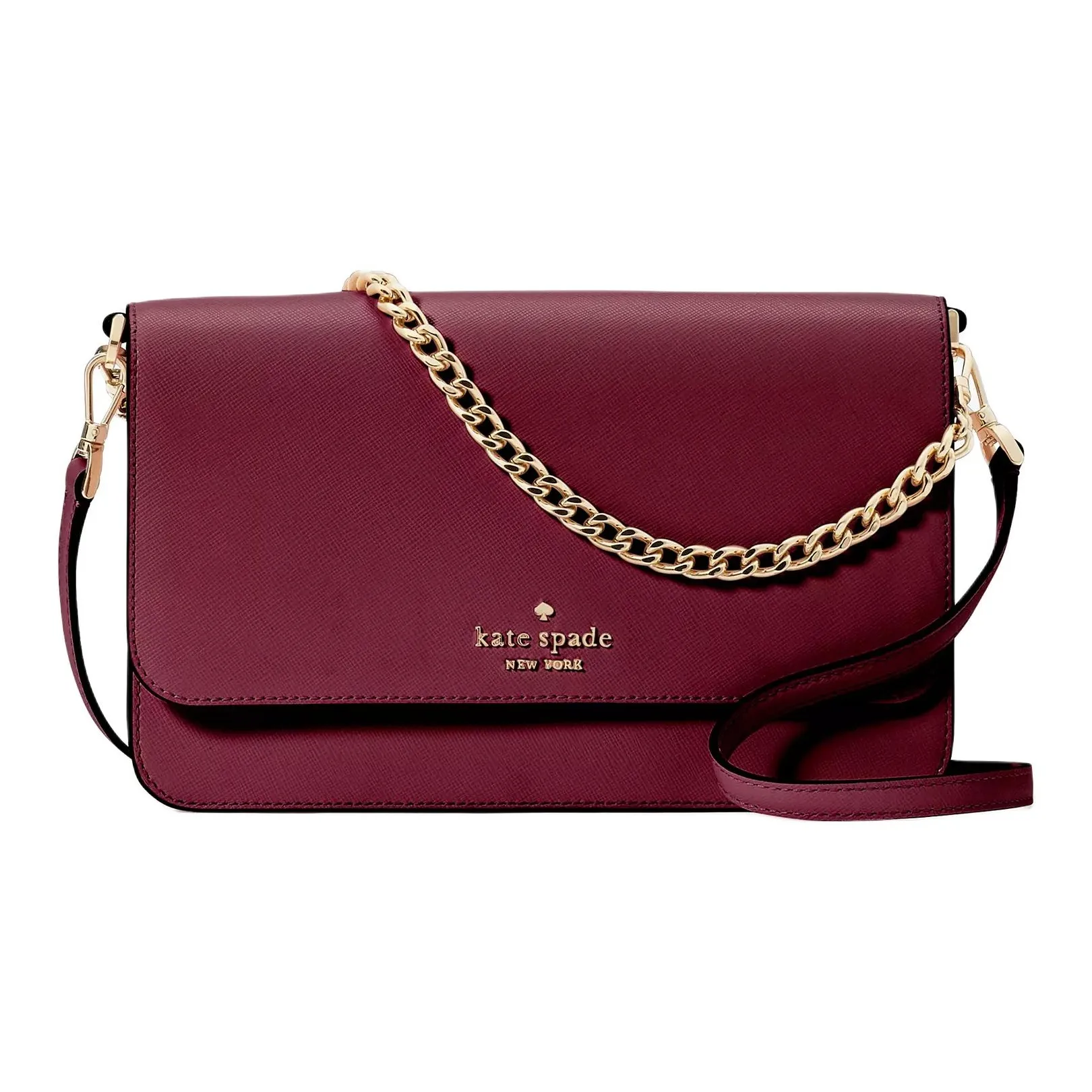 Kate Spade Saffiano Leather Shoulder Bag, Crossbody Bag Medium Size Women's Blackberry