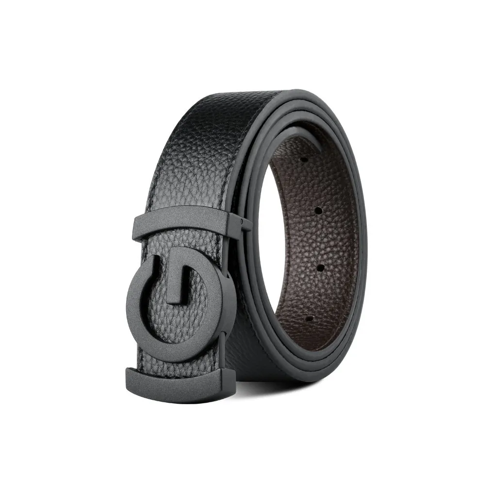 PISHUSHU Ремни из коровьей кожи Мужские Хромовый цвет Матовый Черный Золото Ширина 3,5 см