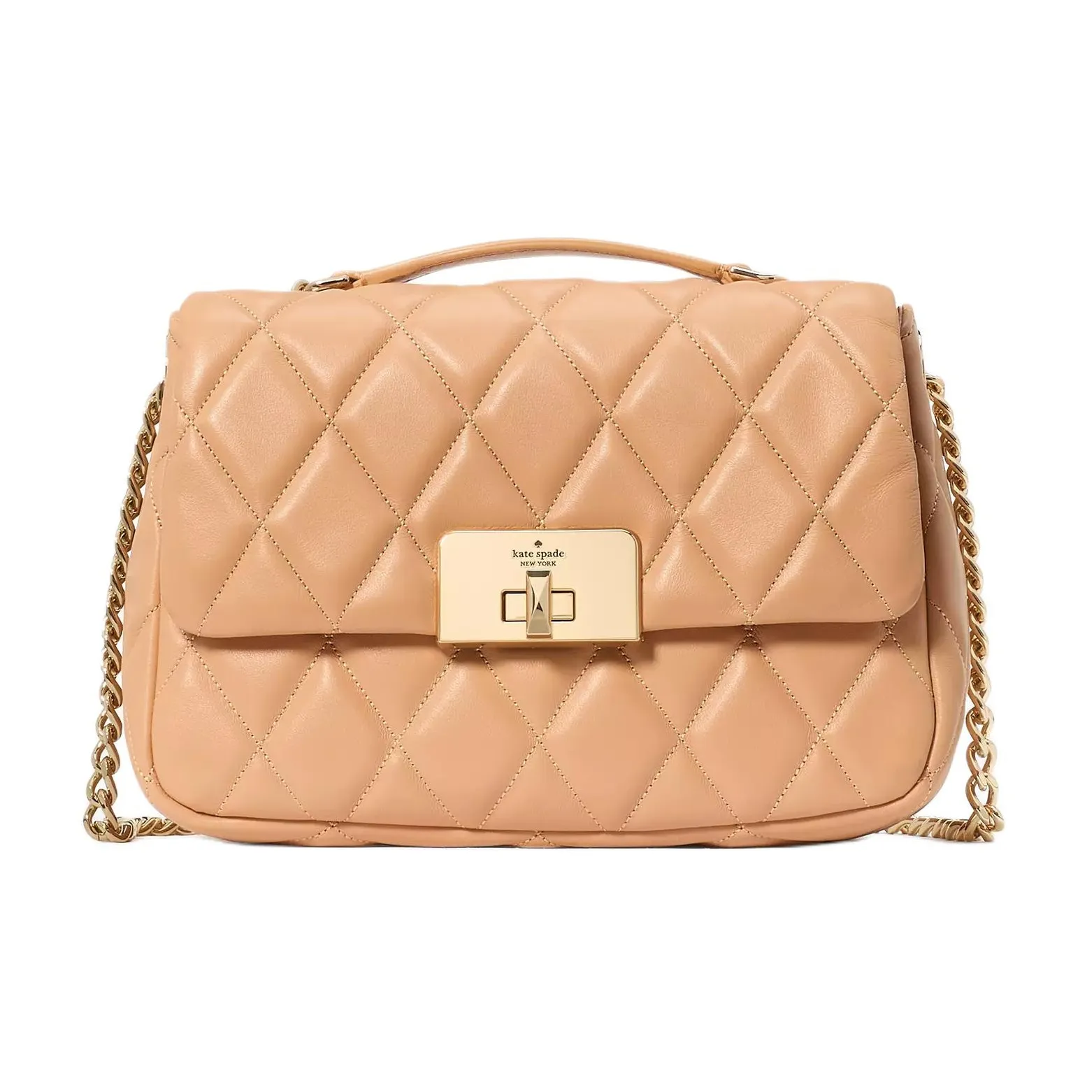 Kate Spade Smooth Quilted Leather Crossbody One Shoulder Handbag Small Size Women's Lifting Tiramisu Mousse