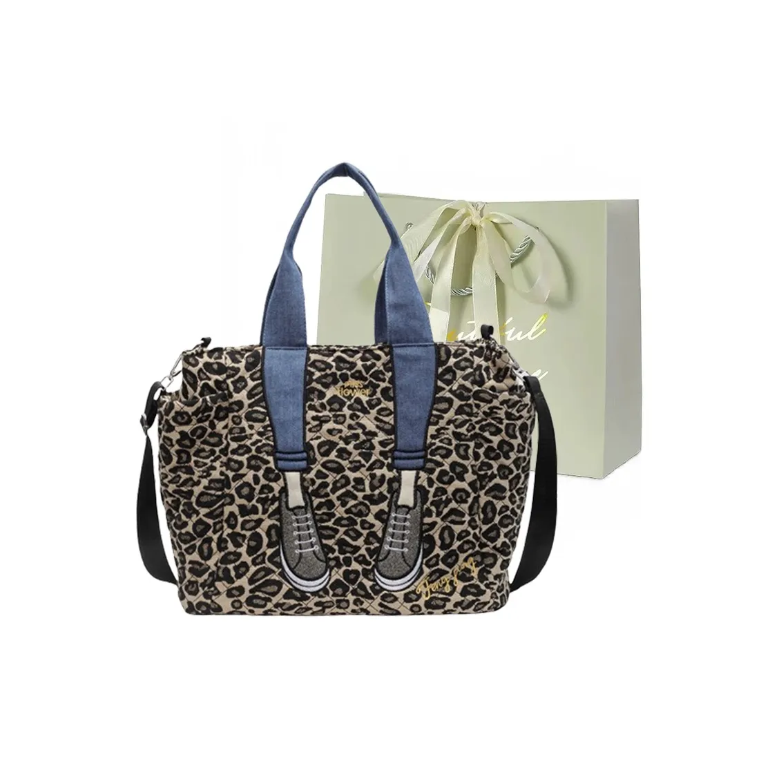 JIANGLIDA Сумка через плечо Сумка Женская с леопардовым принтом Темный чай