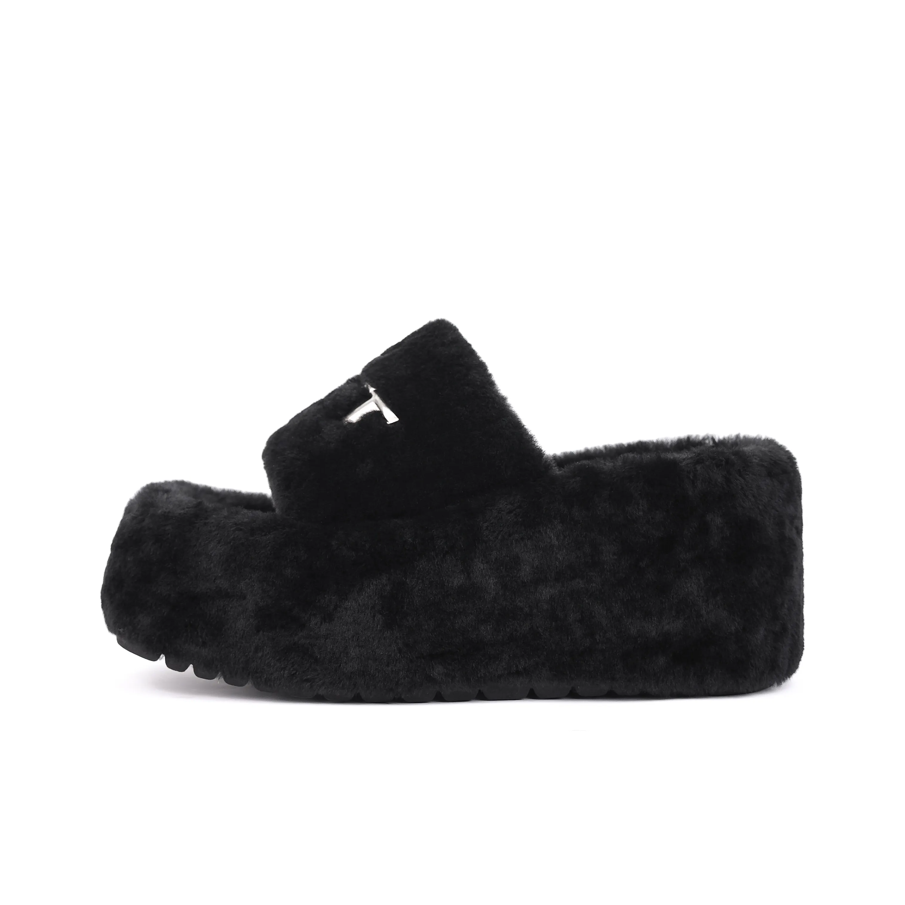 NUTTINESS EVA Slip Resistant Indoor Outdoor Slide Slippers With Wool Fleece Women's