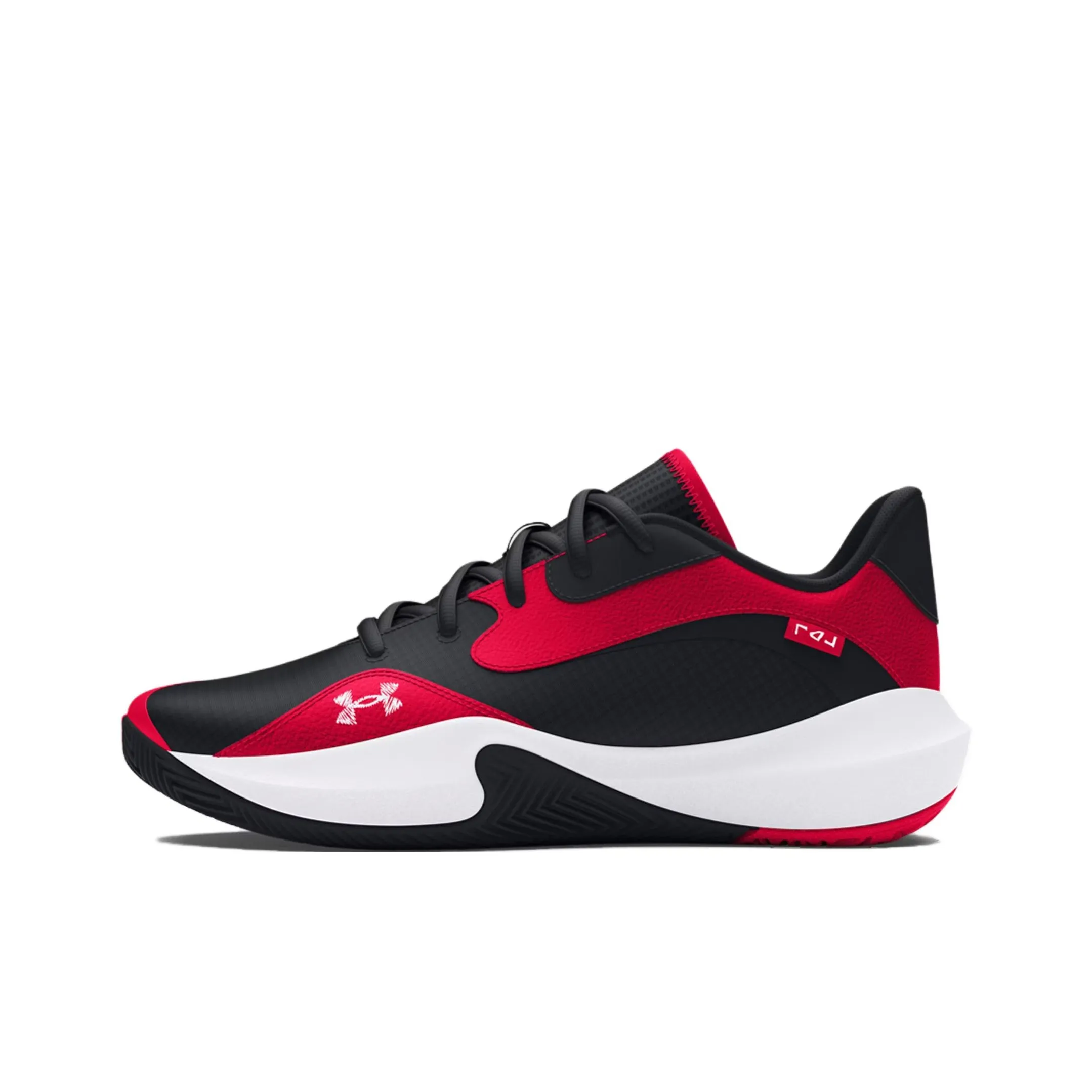 Under Armour Lockdown 7 Anti Slip Wear Resistant Low Top Basketball Shoes Unisex Black Red