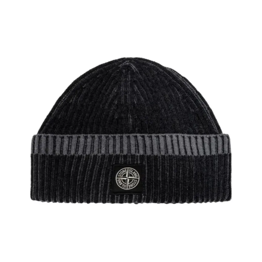 STONE ISLAND Logo Patch Ribbed Beanie