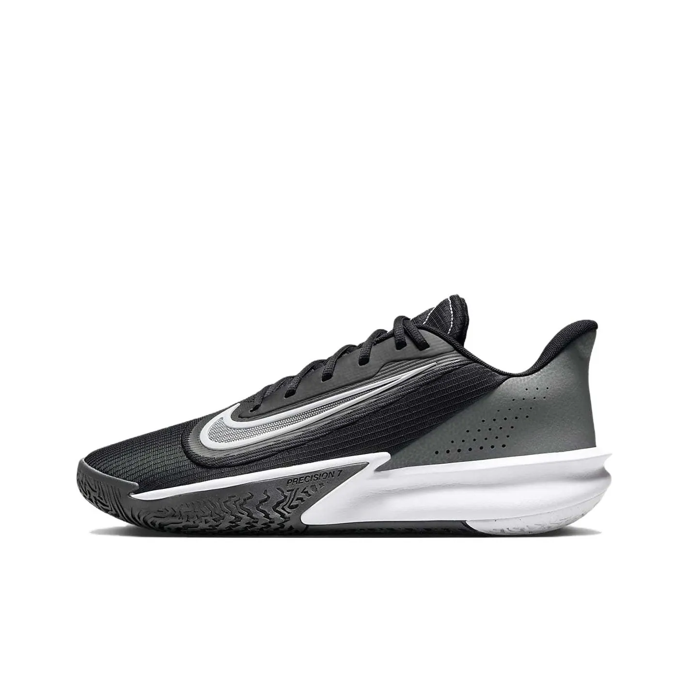Nike Precision 7 Амортизация Износостойкие Низкие Баскетбольные Кроссовки Мужские Черные Серые