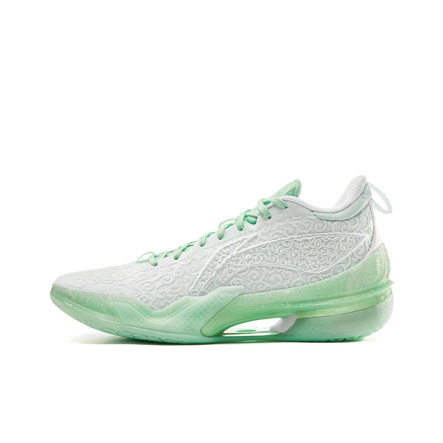 LiNing Knife 5 Cushioned Slip-Resistant Rebound Anti-Twist Mid-Top Performance Basketball Shoes Men's White Green