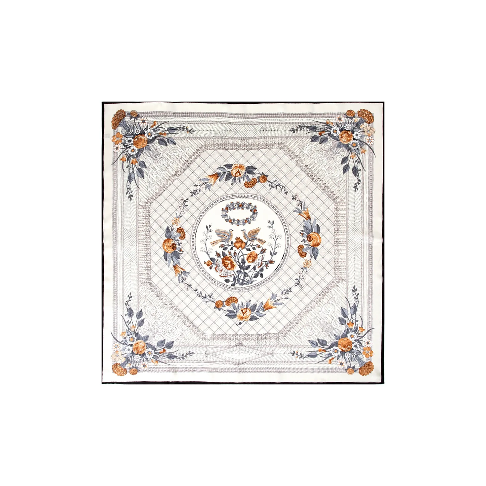 Silk Boundary 100% Mulberry Silk Scarves Women's Gray/Orange