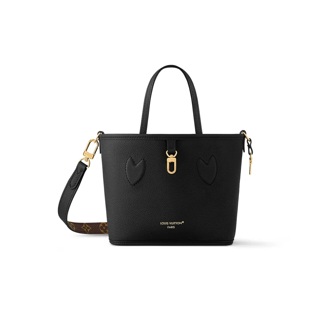 LOUIS VUITTON NEVERFULL Cow Leather Double Sided Neverfull Shoulder Bag Crossbody Bag Handbag Small Size Women's Black