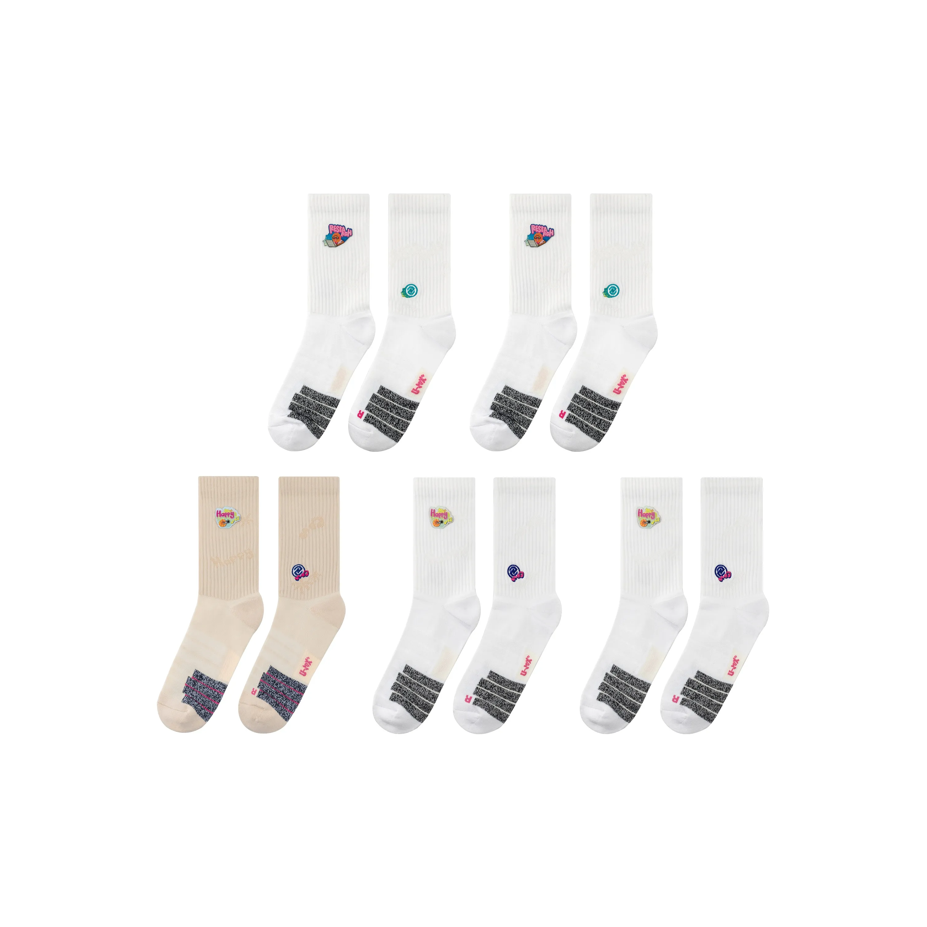UZIS Knee High Socks Japan Version Unisex 1 Set 5 Pack