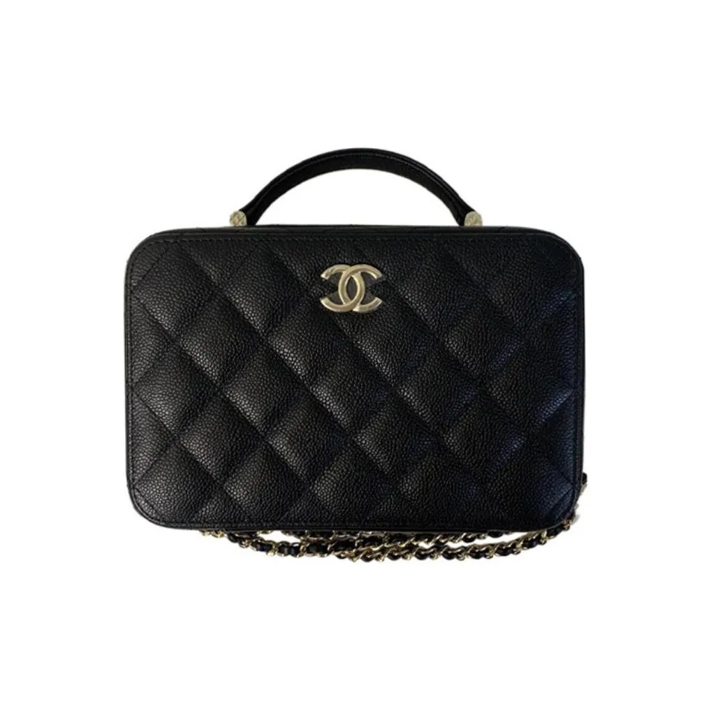 CHANEL Caviar Calfskin Box Bag, One Shoulder Handbag, Crossbody Bag, Makeup Bag Women's Black