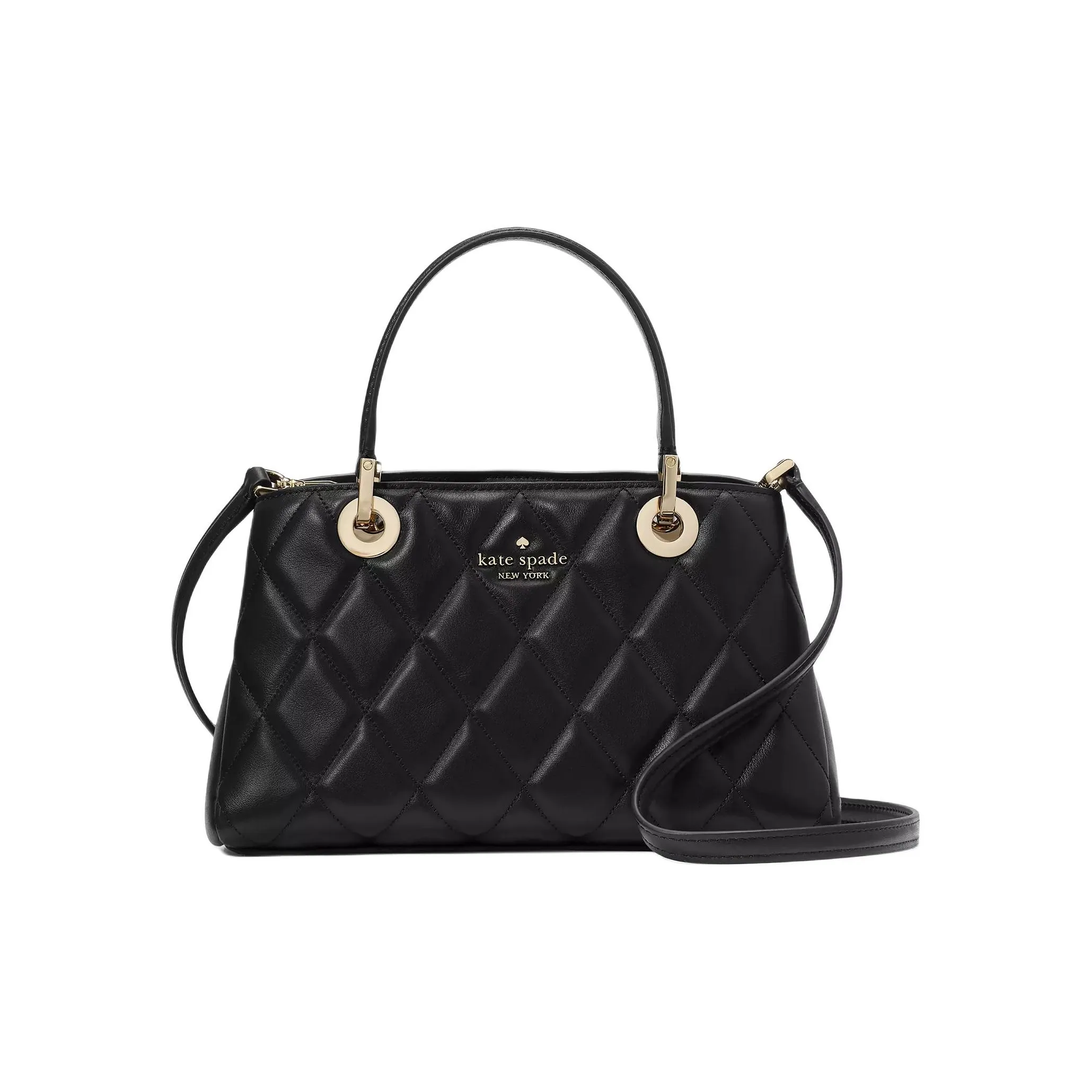 Kate Spade Smooth Quilted Leather Handbag Small Size Women's Black