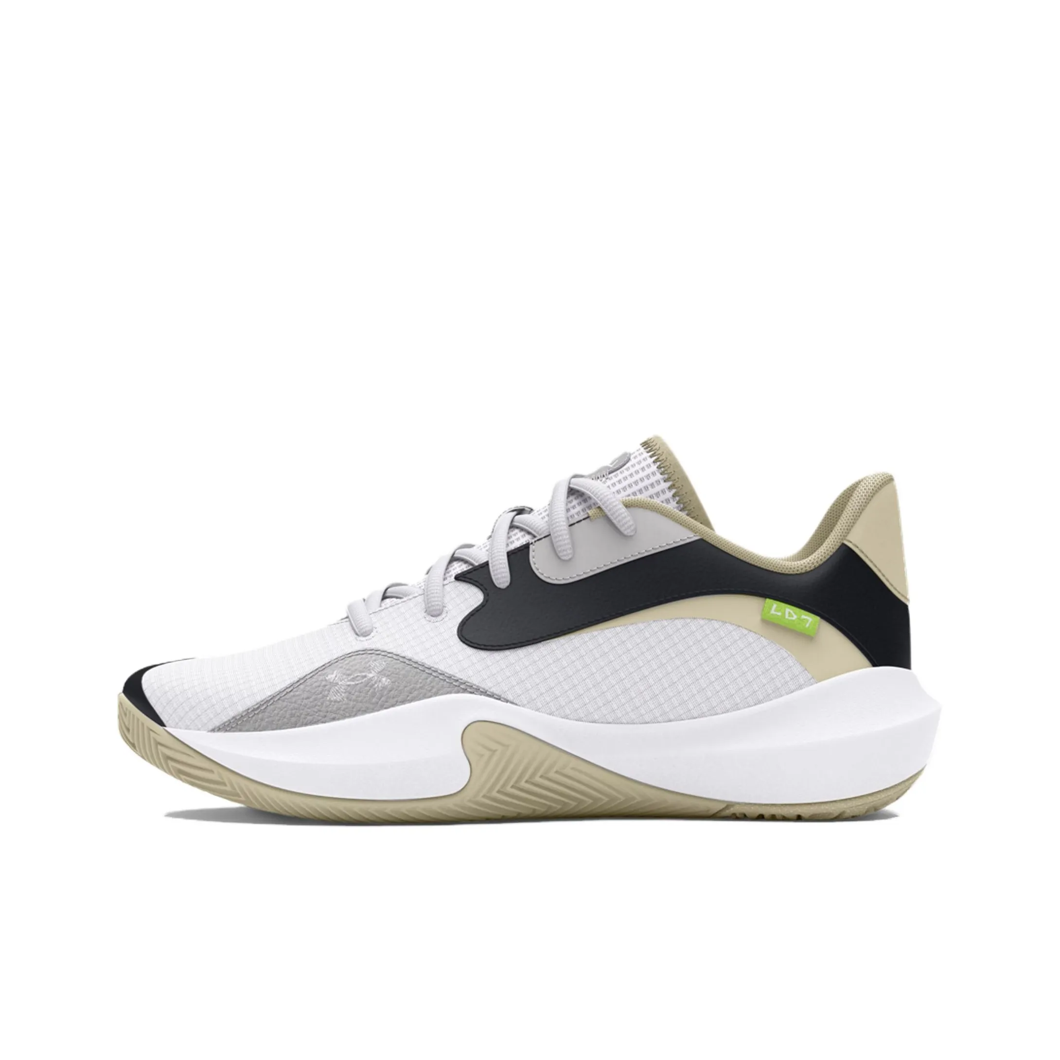 Under Armour Lockdown 7 Anti Slip Wear Resistant Low Top Basketball Shoes Men's White