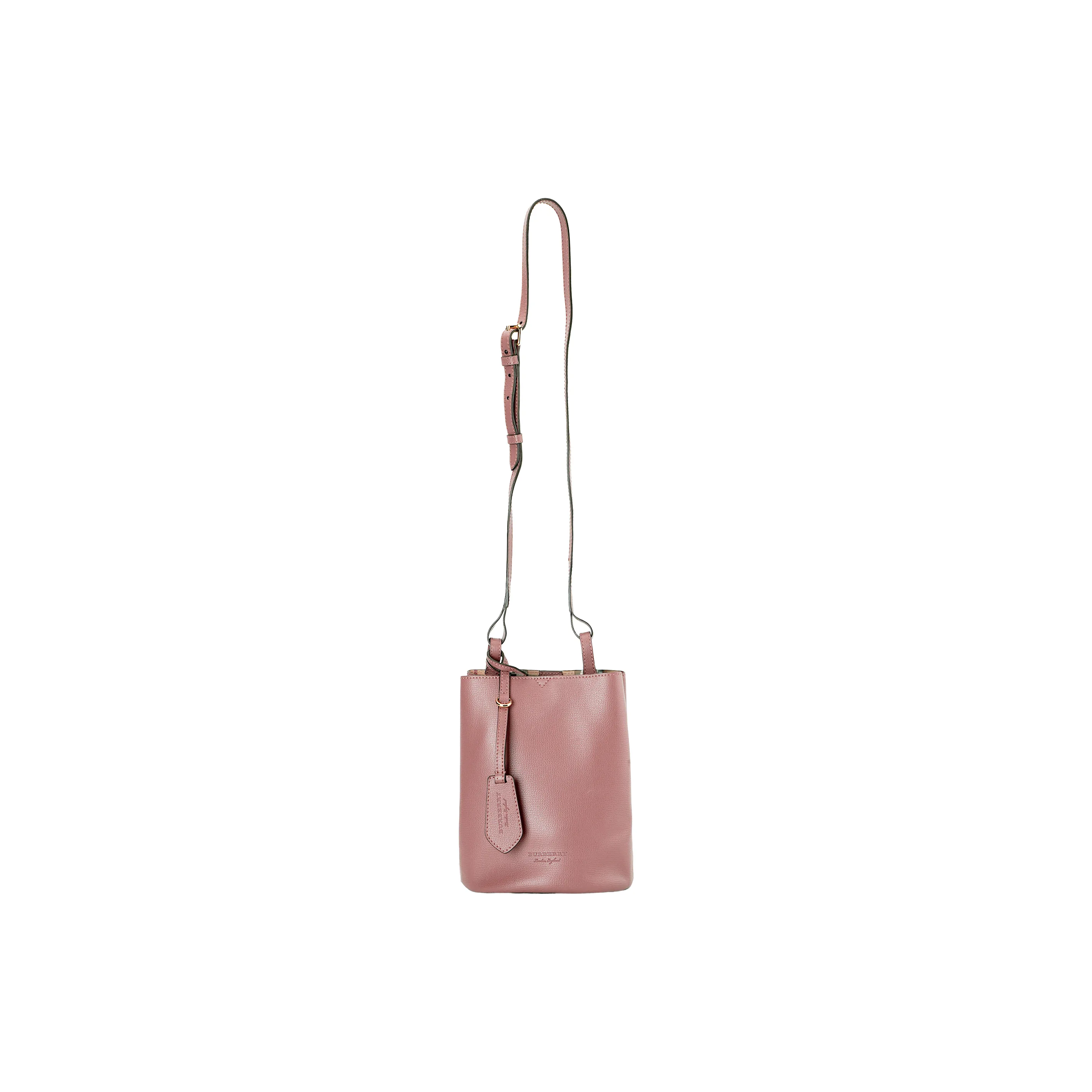 Burberry Cow Leather Bucket Bag, Crossbody Bag, Shoulder Bag Women's Pink