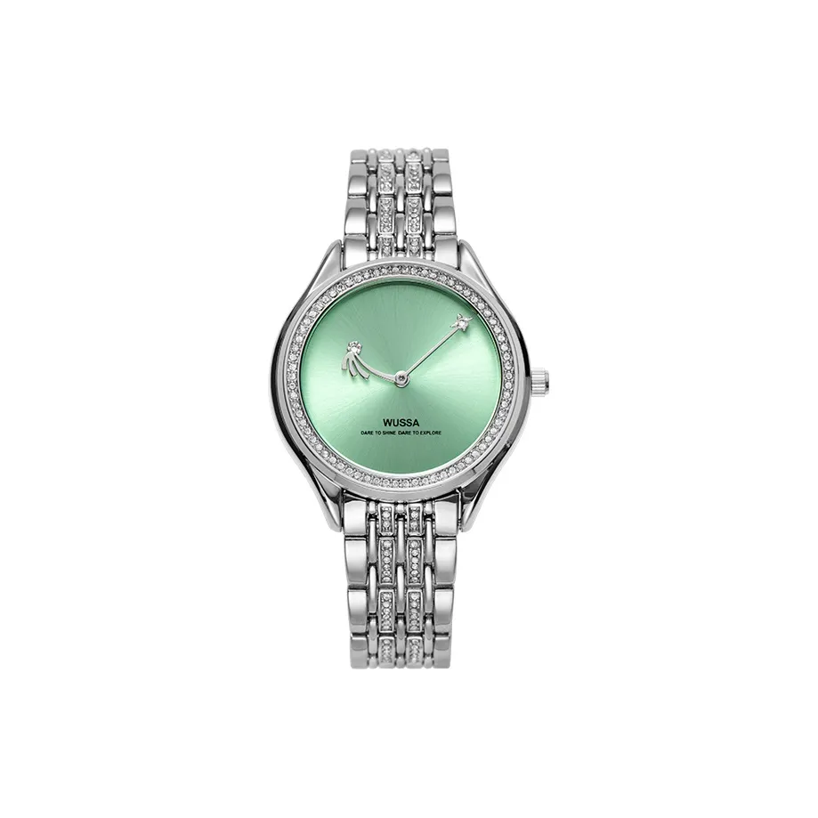 WUSSA Кварцевый механизм Часы Женские Зеленый циферблат