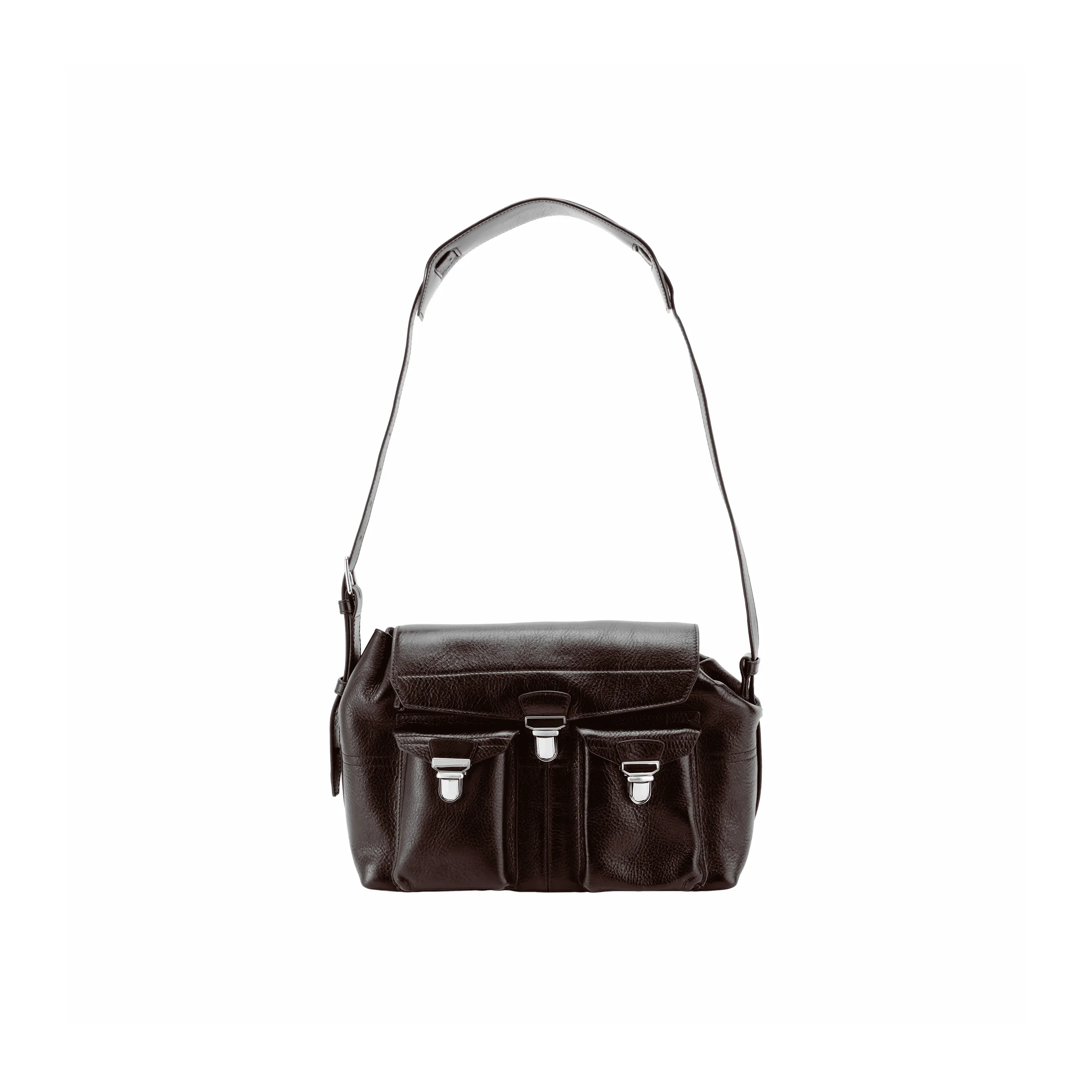 Lemaire Cow Leather Handbag Shoulder Bag Medium Size Women's Dark Brown