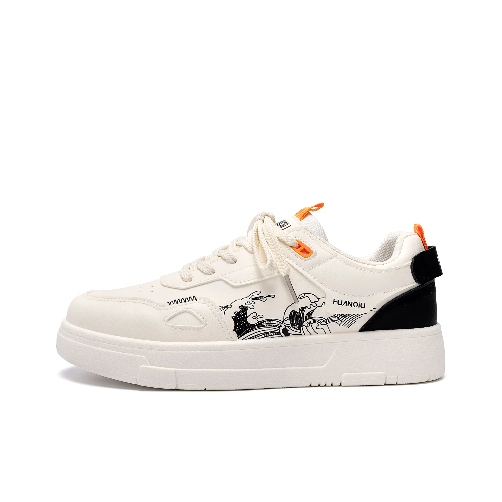 HUANQIU Skateboard Shoes Men Low Top White Black