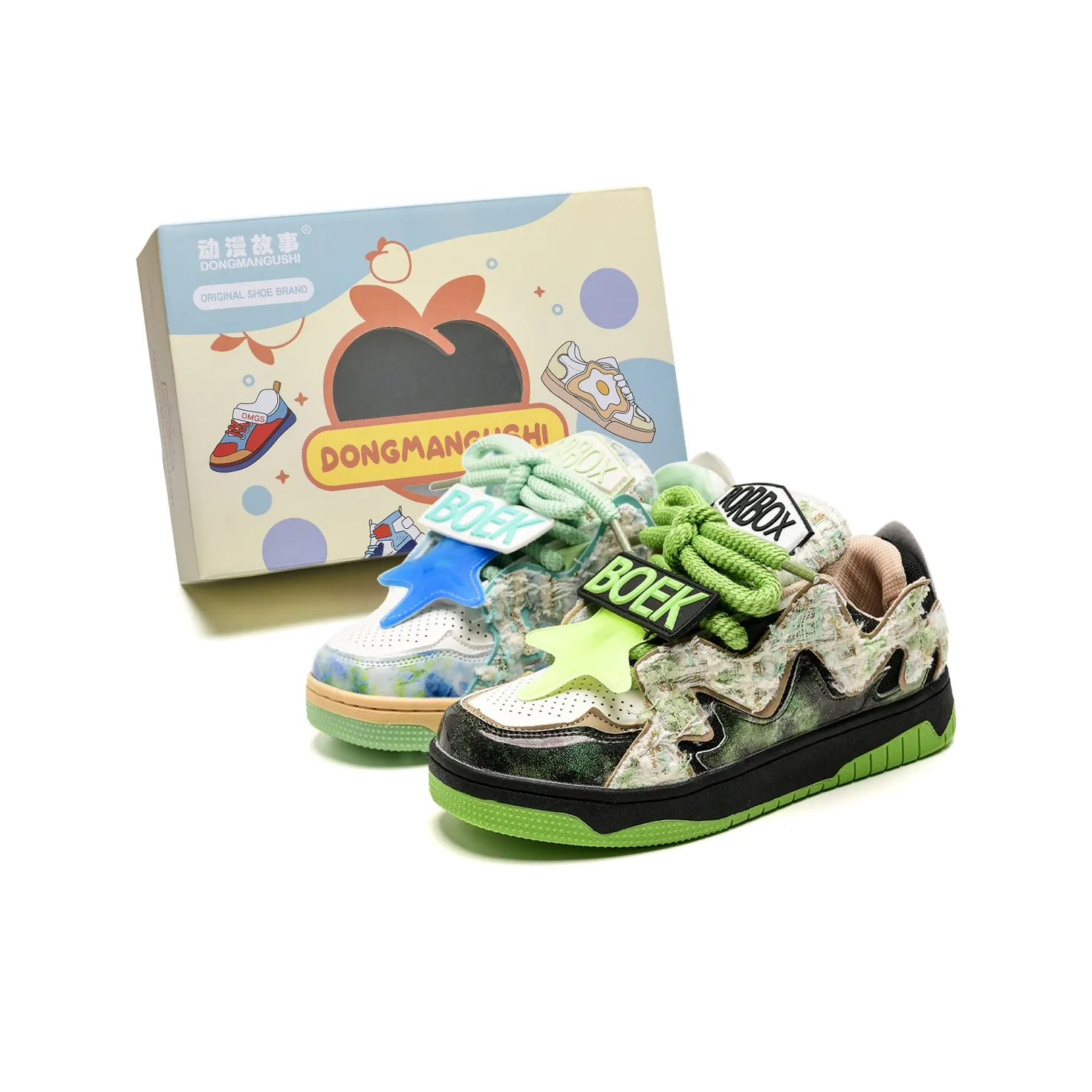 Anime Story Height Increasing Breathable Slip Resistant Low Top Skateboard Shoes Unisex