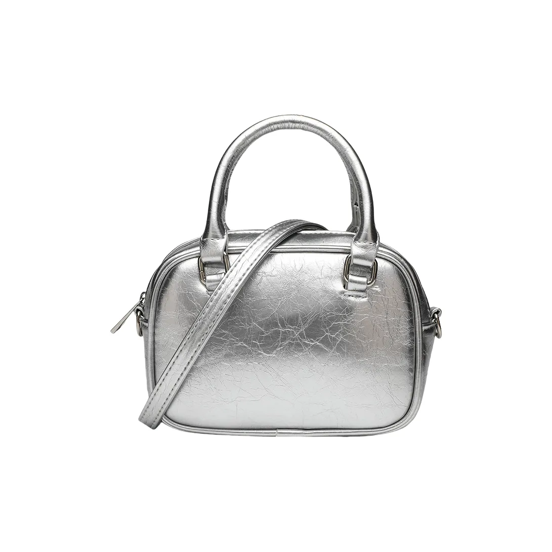 NOMK PU Handbag, Underarm Shoulder Bag, Crossbody Bag Women's Silver/White/Black