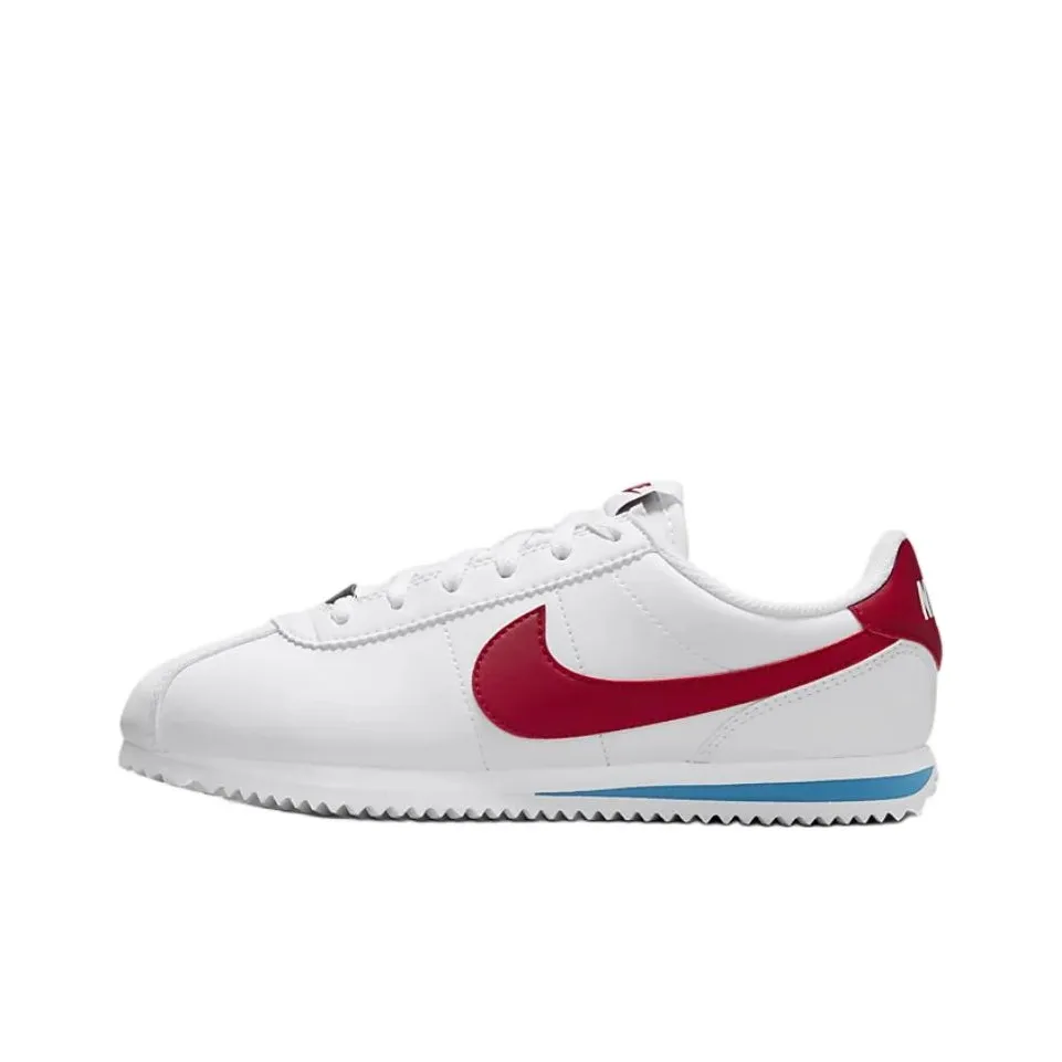 Nike Cortez Slip-Resistant Abrasion-Resistant Low Top Детская Беговая Обувь Белый Красный Детская