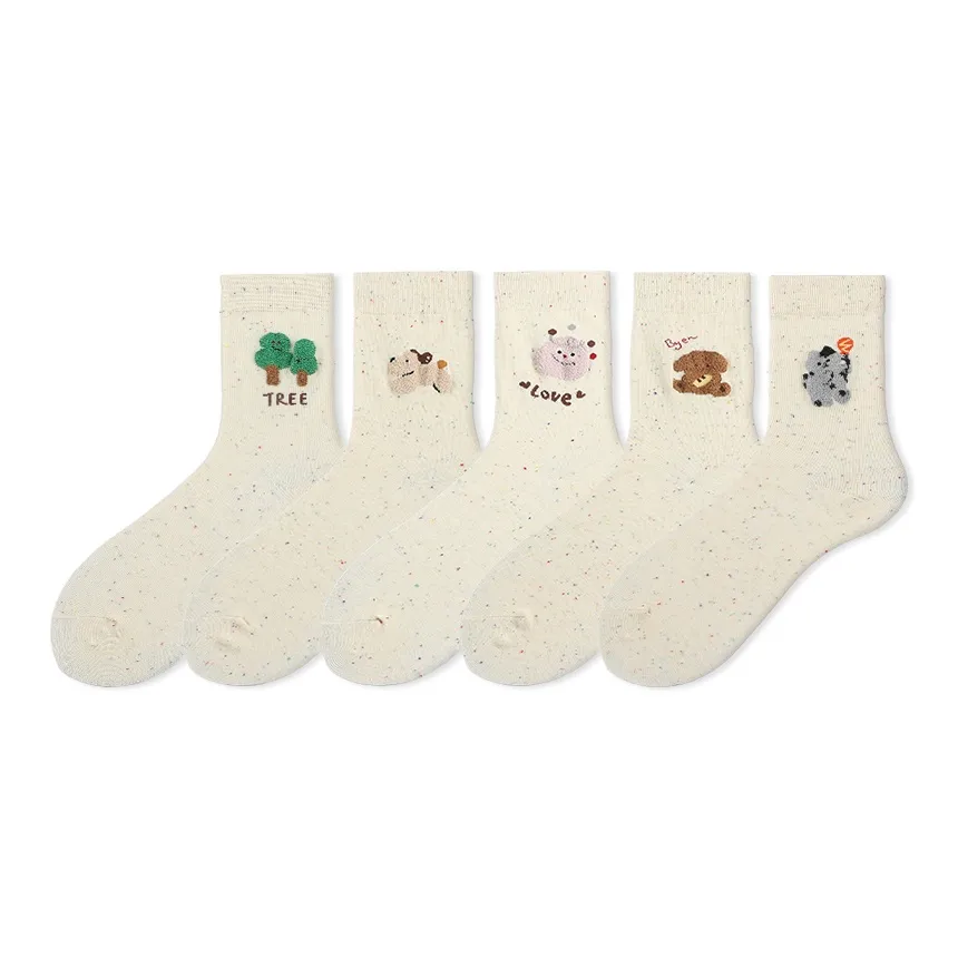 COTTON CHEESE Mid Calf Socks Unisex 5 Pack