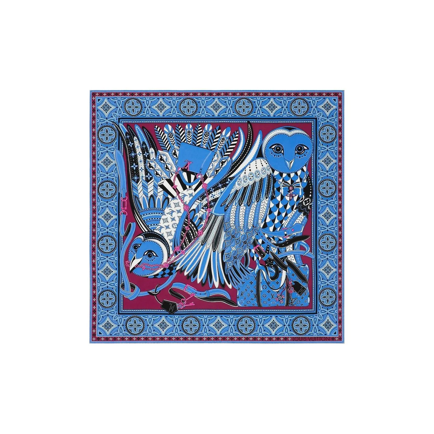 LOUIS VUITTON Feathers Silk Scarves Women's