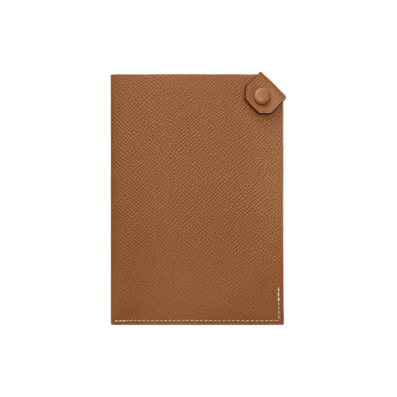 HERMES Tarmac Cow Leather Passport Holder With Card Slot Women's 37 Gold Gold Brown