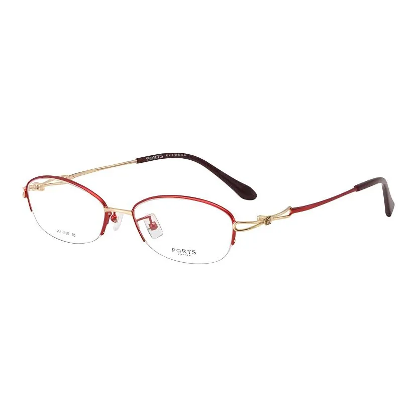 PORTS Alloy Oval Eyeglass Frames Women's Red