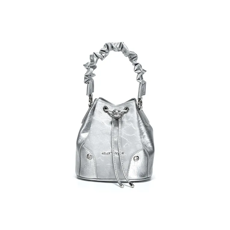 JELLYTOYBOY Artificial Leather Cloud Cluster Bucket Bag Basket Bag, One Shoulder Handbag Women's Xingji Silver