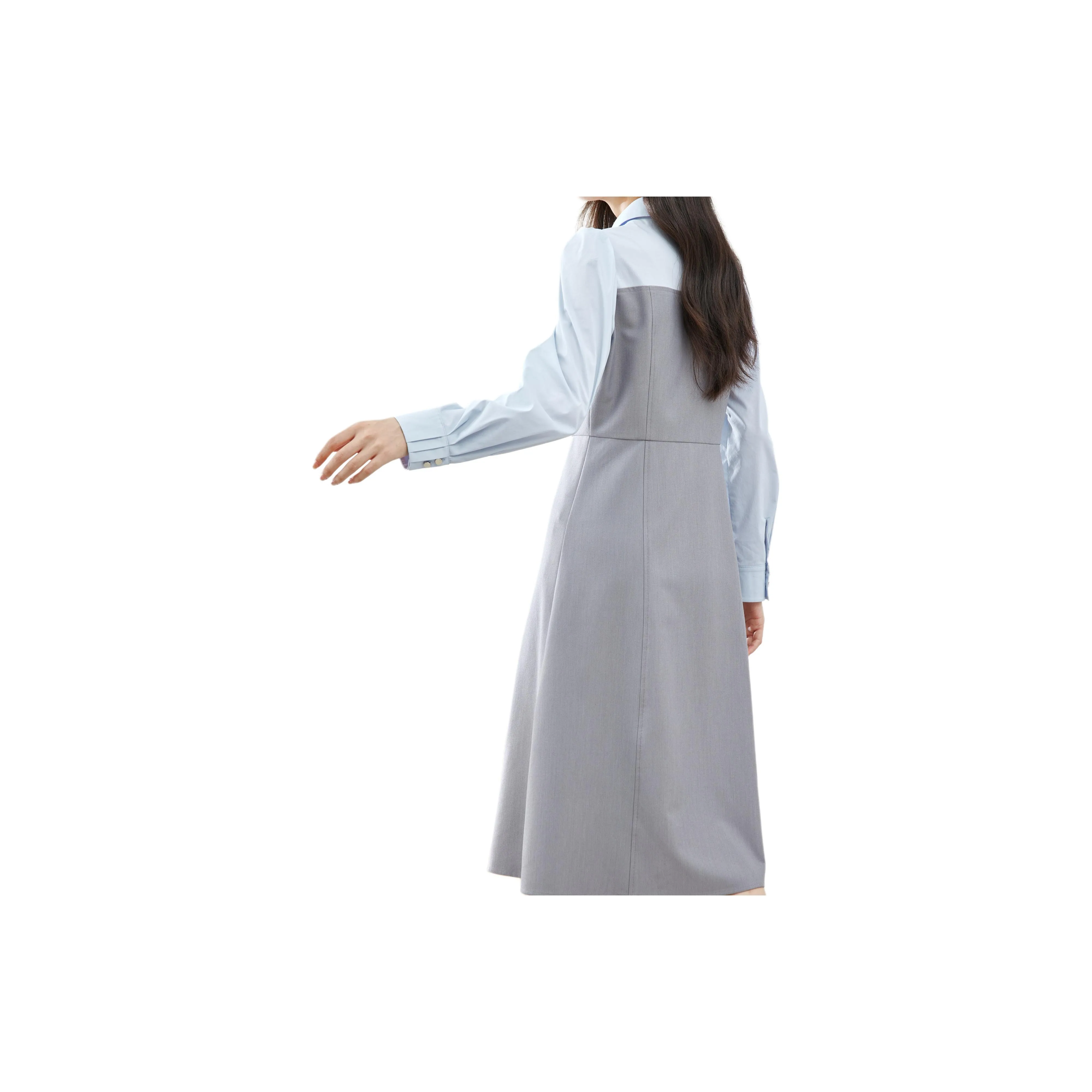 VIMLY Long-Sleeved Dresses Women's Gray Blue