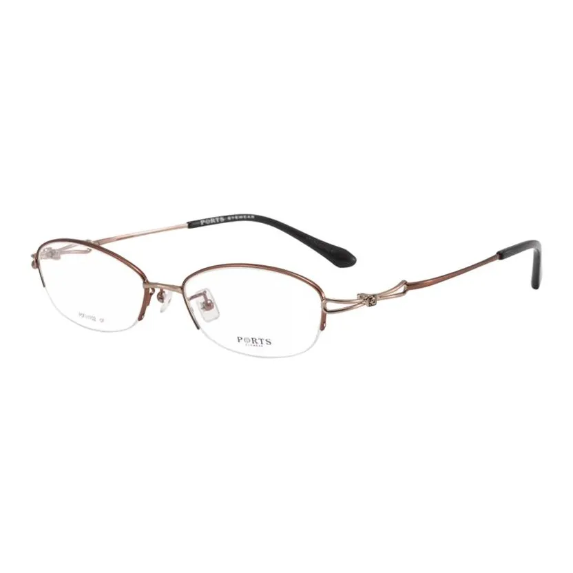 PORTS Alloy Oval Eyeglass Frames Women's Dark Brown