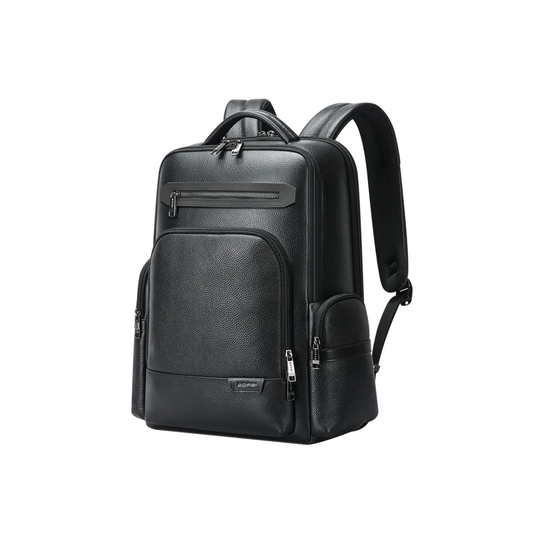 BOPAI Top Grain Cow Leather Backpack Regular Men's Black