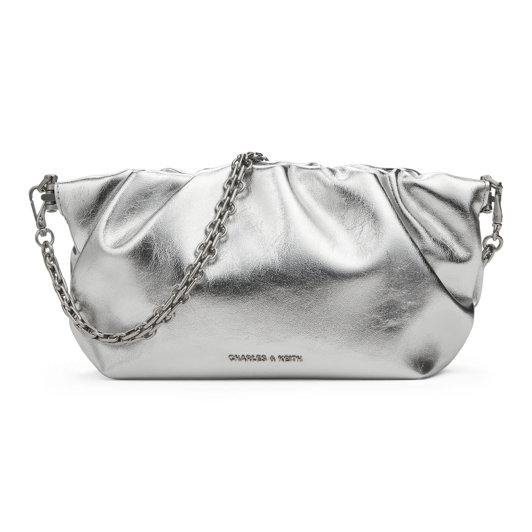 CHARLES KEITH ПУ (полиуретан) Сумка через плечо Маленькая Женская Коричневый Кремовый Молочный Белый Серебряный