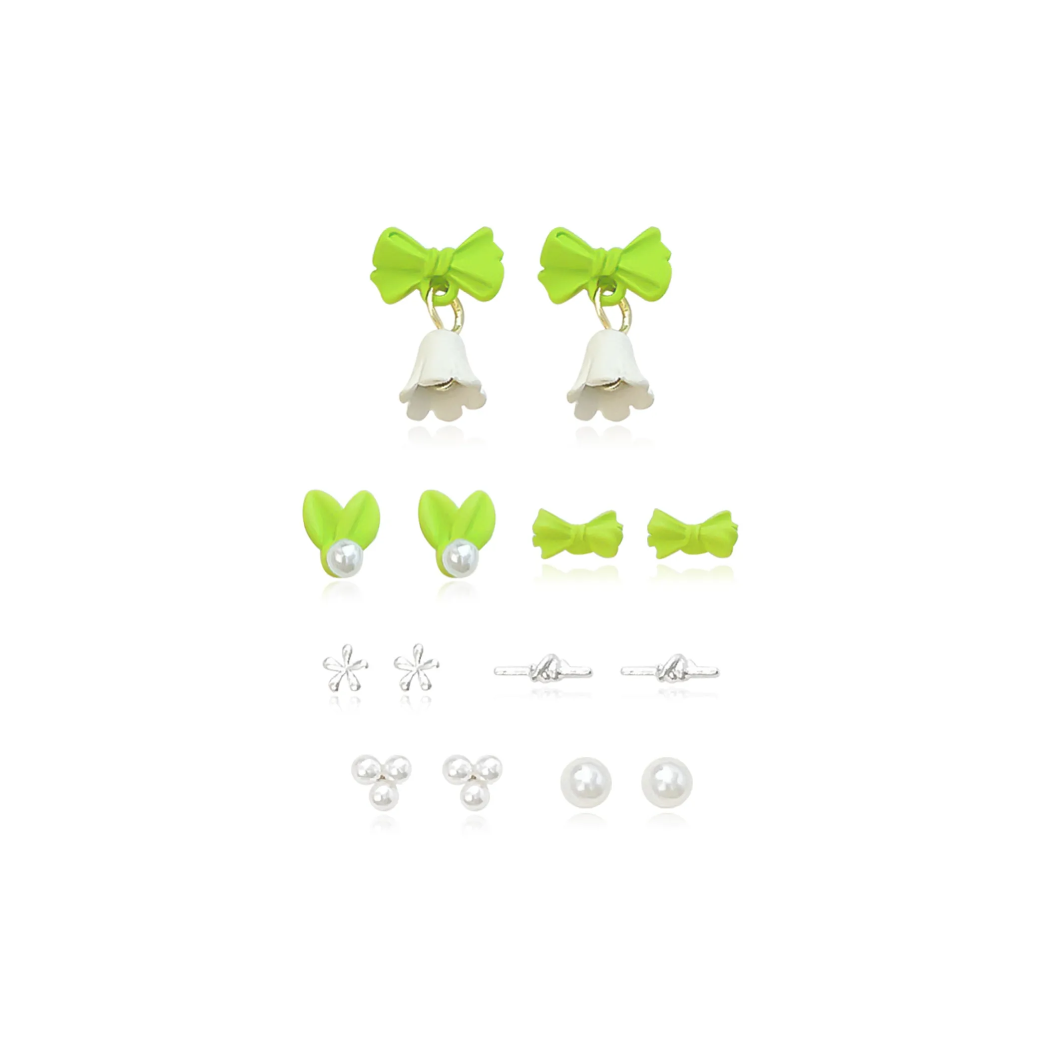 DVNRR Copper Stud Earrings Women's Green DVNRR Медные серьги-гвоздики женские зеленые