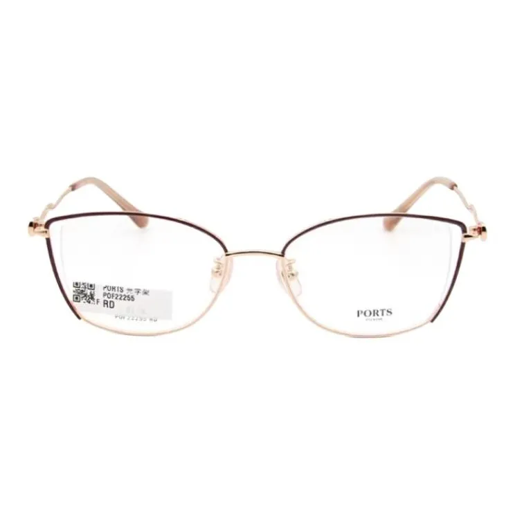 PORTS Титан Нерегулярная форма Оправы для очков Женские Красно-золотой