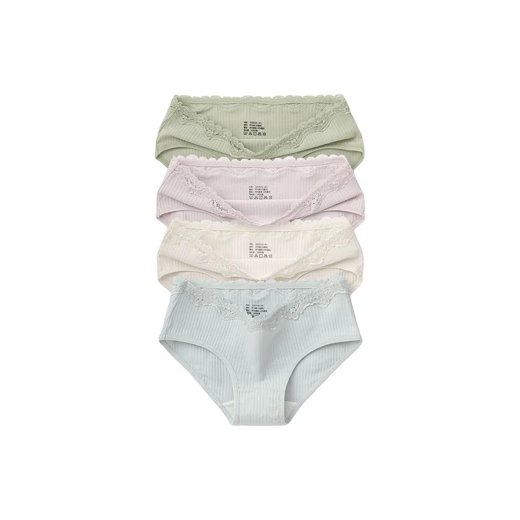 YOUNGYELL 5A Antibacterial 100% Cotton Crotch Women's Underpants Women's 4 Pack
