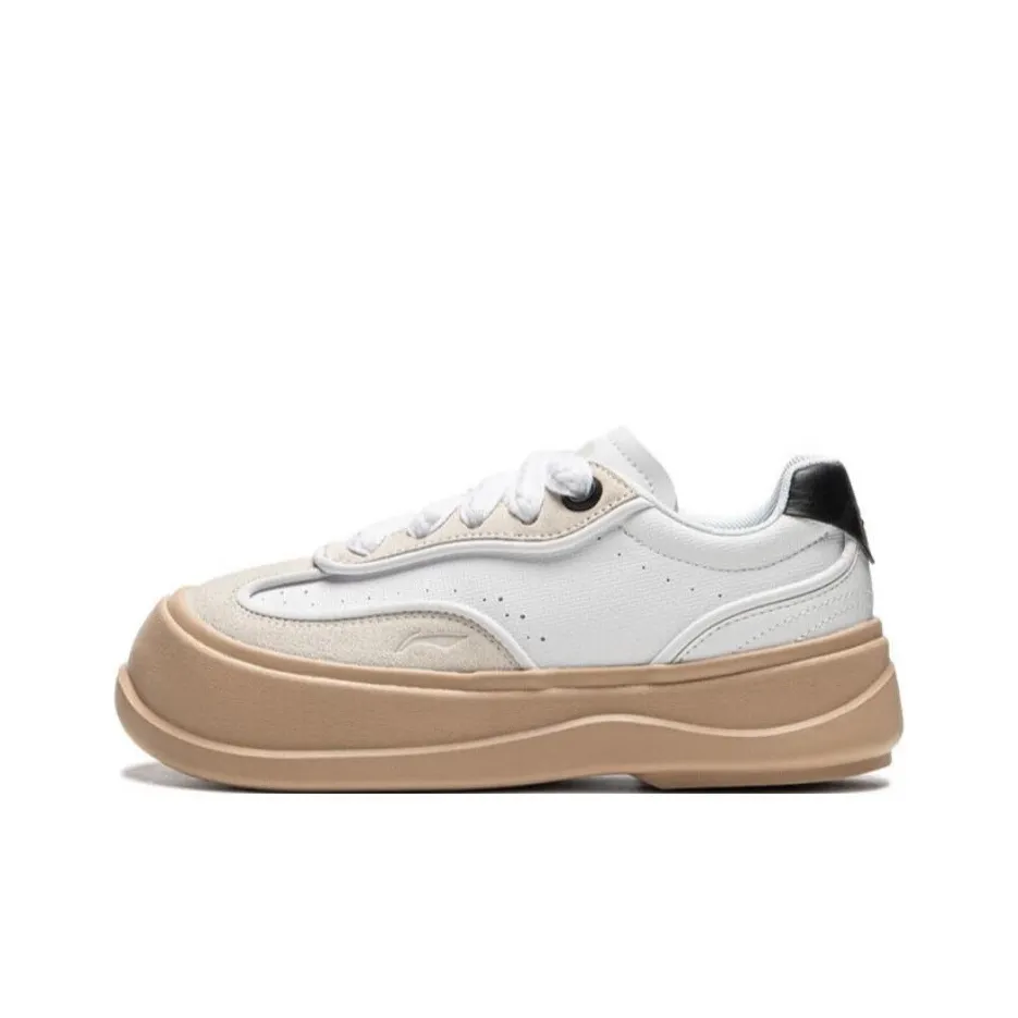 LiNing Honey Platform Anti-Slip Wear-Resistant Low-Top Casual Shoes Women's White Beige Black