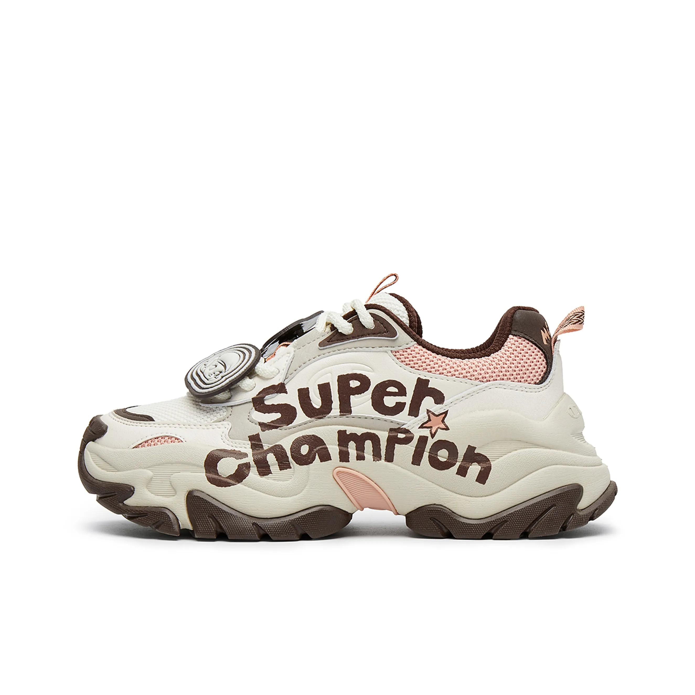 POP MART x Champion Molly Layered Shoes Champ XXL Molly Low-Top Chunky Sneakers Women's Coffee Brown