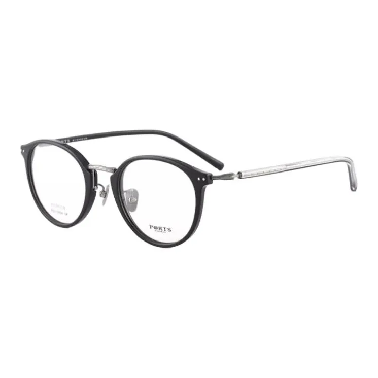 PORTS Пластина And Титановый сплав Овал Оправы для очков Мужской Черный