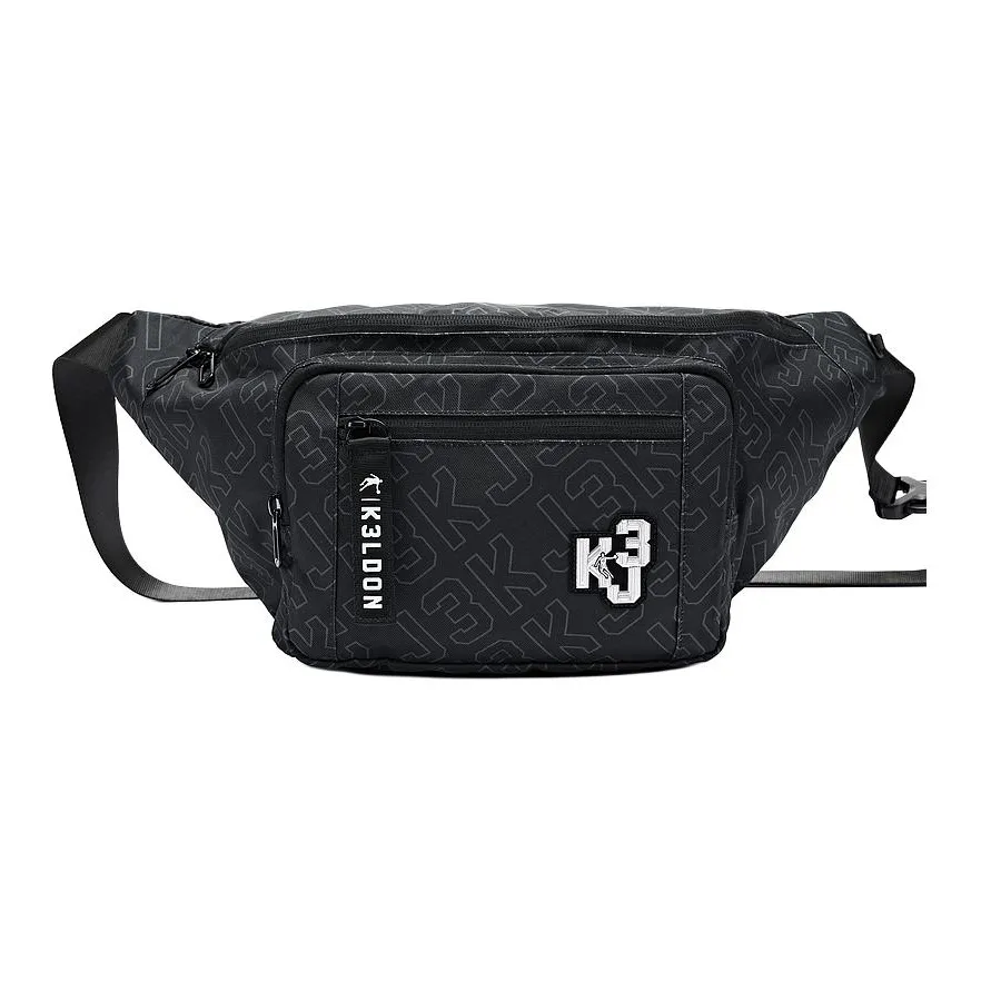 QIAODAN Polyester Crossbody Bag Regular Unisex All Over Print Black