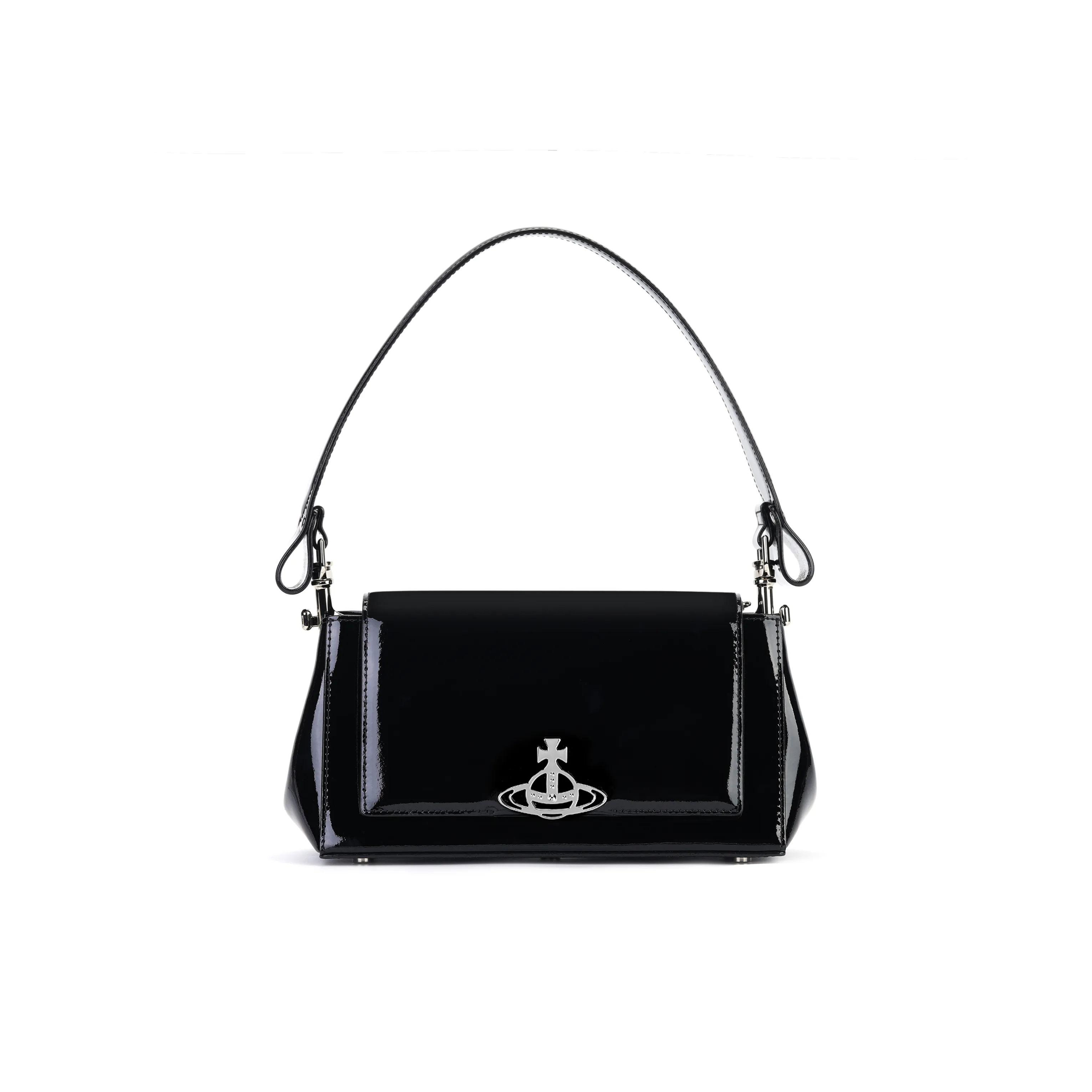 Vivienne Westwood HAZEL Cow Leather Shoulder Bag Baguette Bag One Shoulder Handbag Medium Size Women's Black
