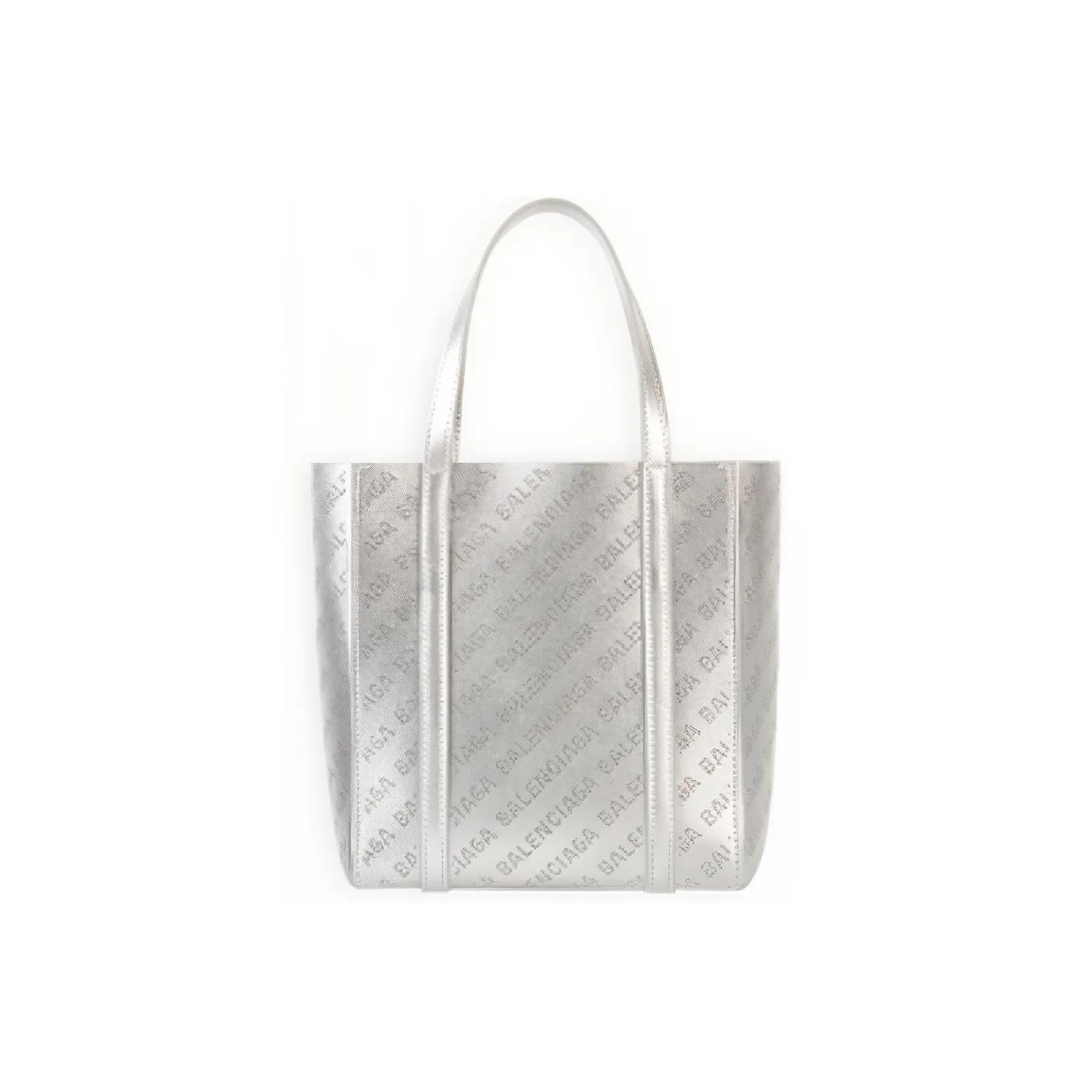 Balenciaga Everyday Metallic Finish Cow Leather Tote Bag, Shopping Bag, Handbag Women's Silver
