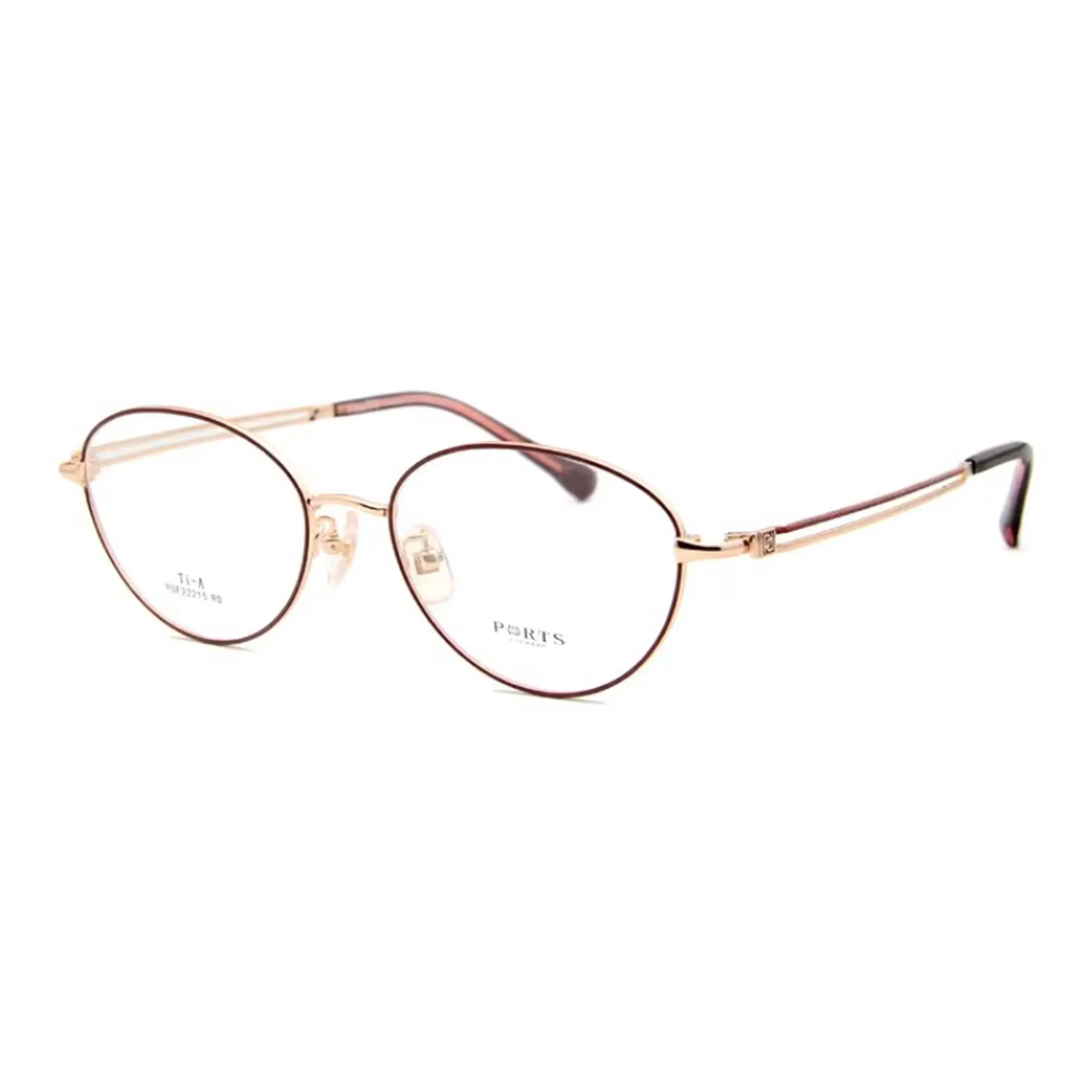 PORTS Титан Овал Оправы для очков Женские Красно-золотой