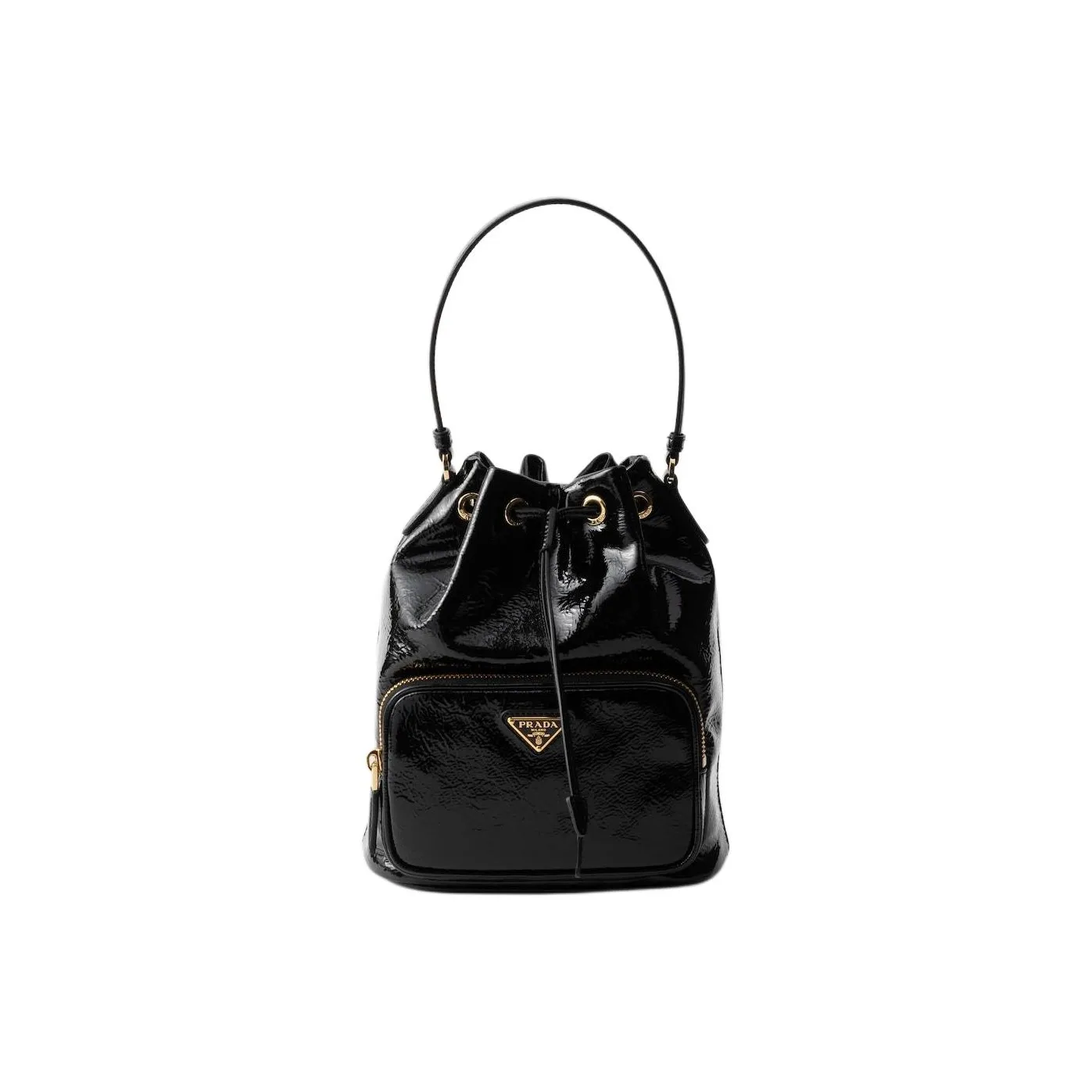 PRADA Cow Leather Bucket Bags Shoulder Bag Crossbody Bag Handbag Women
s Black
