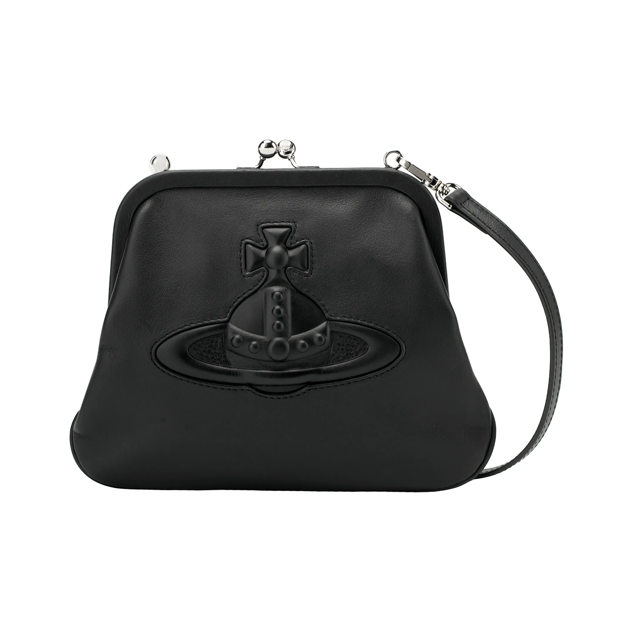 Vivienne Westwood Leather Handheld Shoulder Bag, Crossbody Bag Trumpets Women's Black